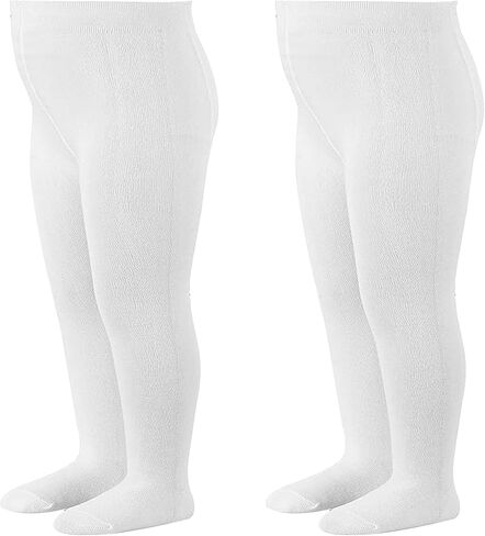 Baby Girls Tights Thick Leggings Soft | Warm Organic Cotton Stockings Pantyhose | Newborn Infant Toddler 2 Pack in Saudi Arabia