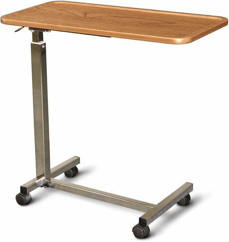 Medline at Home 150 Series Thermofoil Overbed Table, Maple - Adjustable Height, Rolling Bedside Table for Hospital and Nursing Home Use in Saudi Arabia
