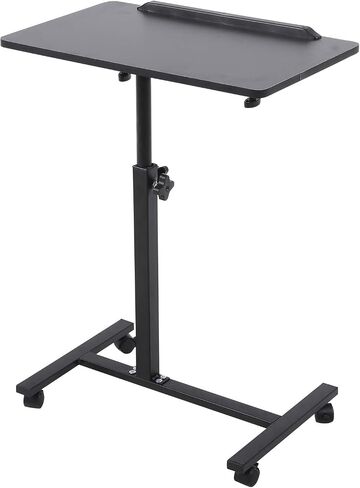 Adjustable Overbed Bedside Table with Wheels for Hospital and Home Use,Bed Desk, Laptop Tray Desk Tilting 7027(Black) in Saudi Arabia