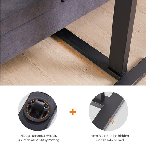 طاولة بجانب السرير مع عجلات دوارة مقاس 31.5 × 15.7 × 35.2 بوصة على شكل حرف C طاولة جانبية قابلة للتعديل ارتفاع سرير المستشفى وأريكة طاولة جانبية كبيرة للكمبيوتر المحمول in Kuwait