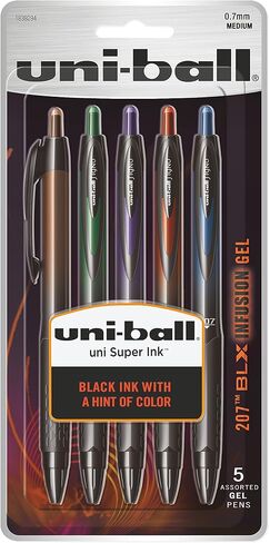 uni-ball 207 BLX Infusion Retractable Gel Pens, Medium Point (0.7mm), Assorted Colors, 5 Count in Saudi Arabia