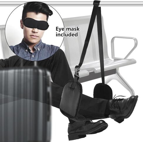 مسند قدم الطائرة (إسفنج ذو ذاكرة متطور)، مسند قدم مريح قابل للتعديل لمكتب قطار حافلات الطيران الطويلة، استرخاء قدميك لتقليل التورم والألم (يتضمن قناع العين) in Kuwait