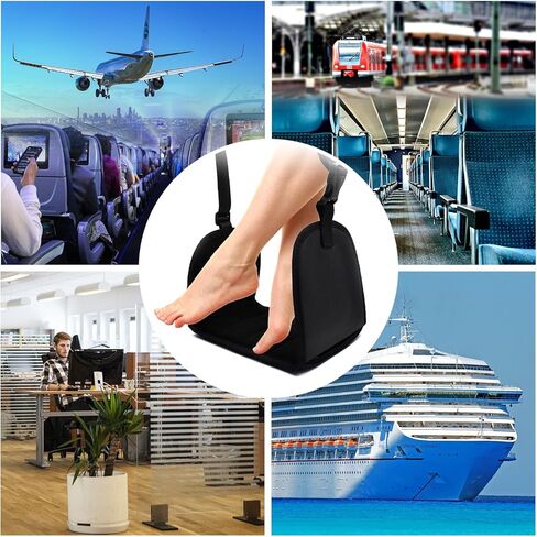 مسند قدم الطائرة (إسفنج ذو ذاكرة متطور)، مسند قدم مريح قابل للتعديل لمكتب قطار حافلات الطيران الطويلة، استرخاء قدميك لتقليل التورم والألم (يتضمن قناع العين) in Kuwait