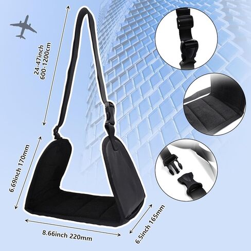 مسند قدم الطائرة (إسفنج ذو ذاكرة متطور)، مسند قدم مريح قابل للتعديل لمكتب قطار حافلات الطيران الطويلة، استرخاء قدميك لتقليل التورم والألم (يتضمن قناع العين) in Kuwait