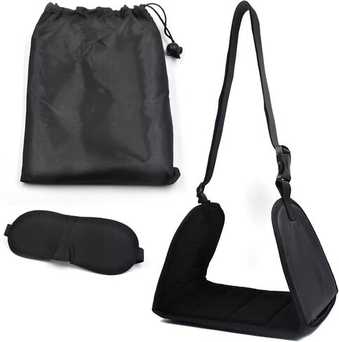 مسند قدم الطائرة (إسفنج ذو ذاكرة متطور)، مسند قدم مريح قابل للتعديل لمكتب قطار حافلات الطيران الطويلة، استرخاء قدميك لتقليل التورم والألم (يتضمن قناع العين) in Kuwait