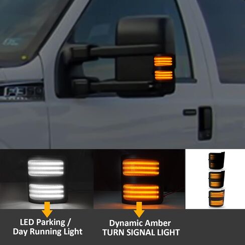 Bestview Signal Mirror Lights, Amber Lens Side Marker Lamp for 2008-2016 Ford F250 F350 F450 F550 Super Duty for Pickup Truck,Amber & White led Turn Signal Light Aftermarket Replacement,2 PCS in Kuwait
