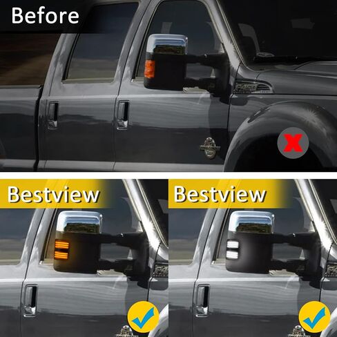 Bestview Signal Mirror Lights, Amber Lens Side Marker Lamp for 2008-2016 Ford F250 F350 F450 F550 Super Duty for Pickup Truck,Amber & White led Turn Signal Light Aftermarket Replacement,2 PCS in Kuwait