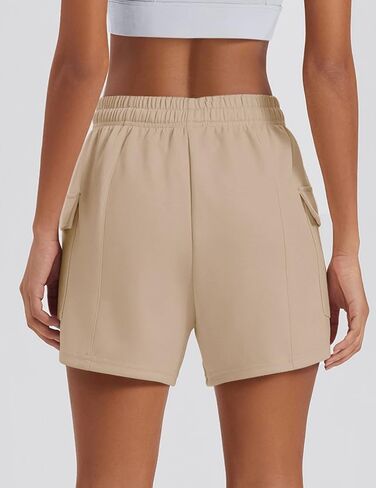 PINSPARK Sweat Shorts Women Comfy Casual Athletic Short Lounge Cargo Shorts High Waisted Drawstring with Pockets in Saudi Arabia