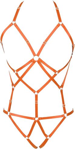 Women Strappy Full Body Harness Lingerie Garter Belt Set Plus Size Waist Hollow Crop Tops Bra Punk Gothic Festival Wear in Kuwait