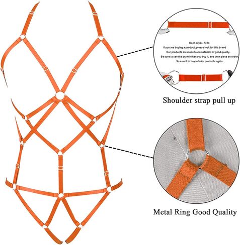Women Strappy Full Body Harness Lingerie Garter Belt Set Plus Size Waist Hollow Crop Tops Bra Punk Gothic Festival Wear in Kuwait