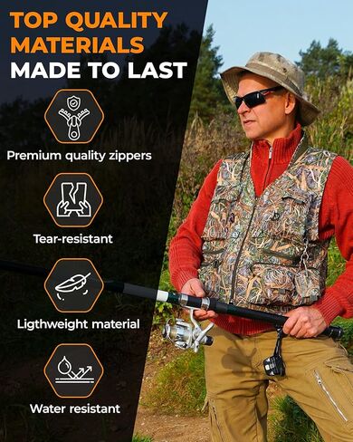 سترة صيد السمك فوكسيلي بجيوب للرجال والنساء، سترة صيد مموهة in Kuwait