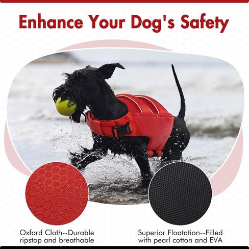 IECOii Small Dog Life Jacket,Small Dog Life Vest for Swimming Boating,Ripstop Dog Float Coat with Double Rescue Handle, Adjustable Dog Lifesaver Vest with Superior Buoyancy for Pool,Bright Red,S in Saudi Arabia