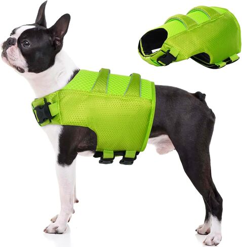 IECOii Small Dog Life Jacket,Small Dog Life Vest for Swimming Boating,Ripstop Dog Float Coat with Double Rescue Handle, Adjustable Dog Lifesaver Vest with Superior Buoyancy for Pool,Bright Red,S in Saudi Arabia
