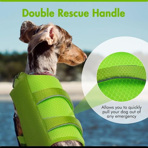 IECOii Small Dog Life Jacket,Small Dog Life Vest for Swimming Boating,Ripstop Dog Float Coat with Double Rescue Handle, Adjustable Dog Lifesaver Vest with Superior Buoyancy for Pool,Bright Red,S in Saudi Arabia