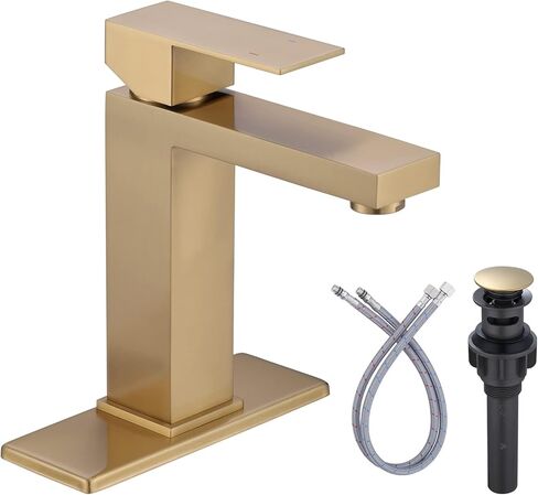 Vessel Sink Faucet Matte Black, ARCORA Single Handle Tall Bathroom Faucet, Single Hole Lavatory Vanity Mixer Bar Tap with Pop Up Drain and Faucet Supply Lines in Kuwait