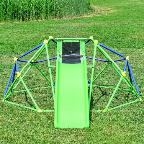 6 ft Geometric Playground Dome, Kids Climbing Dome Jungle Gym,Climber Play Center with 4.6ft Wave Slide, Rust & UV Resistant Steel Supporting 800 LBS,Green in Kuwait