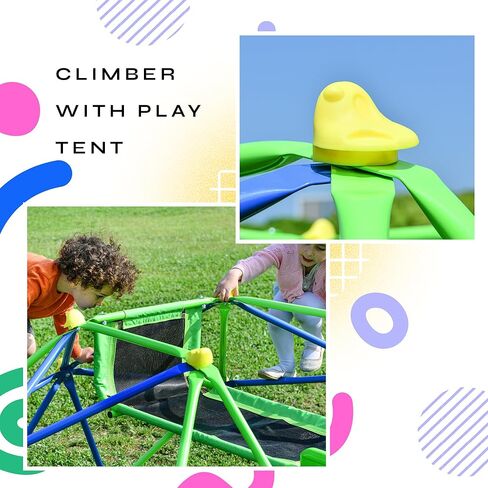 6 ft Geometric Playground Dome, Kids Climbing Dome Jungle Gym,Climber Play Center with 4.6ft Wave Slide, Rust & UV Resistant Steel Supporting 800 LBS,Green in Kuwait
