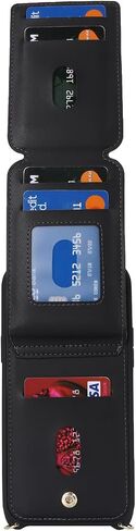 iPhone 12/12 pro Case with Card Holder for Women, iPhone 12/12 pro Phone Case Wallet with Strap Credit Card Slots Crossbody with Kickstand Zipper Shockproof Case for iPhone12/12pro - Black in Saudi Arabia