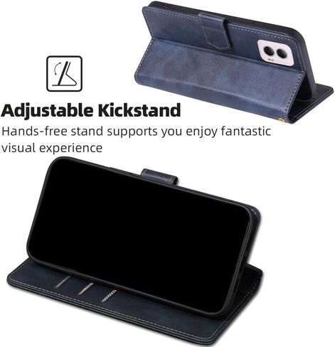 جراب محفظة لهاتف Motorola Moto G Power 5G 2024، جراب قابل للطي من جلد البولي يوريثان مع حامل بطاقة RFID ومسند مضاد للصدمات لهاتف Motorola Moto G Power 5G 2024 جراب 6.7 بوصة (أزرق) in Kuwait