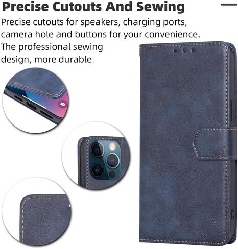 جراب محفظة لهاتف Motorola Moto G Power 5G 2024، جراب قابل للطي من جلد البولي يوريثان مع حامل بطاقة RFID ومسند مضاد للصدمات لهاتف Motorola Moto G Power 5G 2024 جراب 6.7 بوصة (أزرق) in Kuwait