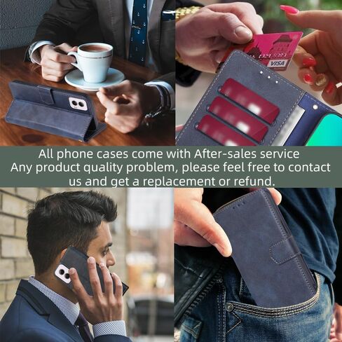 جراب محفظة لهاتف Motorola Moto G Power 5G 2024، جراب قابل للطي من جلد البولي يوريثان مع حامل بطاقة RFID ومسند مضاد للصدمات لهاتف Motorola Moto G Power 5G 2024 جراب 6.7 بوصة (أزرق) in Kuwait