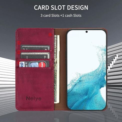 for Samsung Galaxy S22 Wallet Case with [RFID Blocking] Card Slot Stand Strong Magnetic Flip Fold Leather Protective Phone Case for Samsung Galaxy S22 Case Wallet(6.1 inch-Brown) in Kuwait