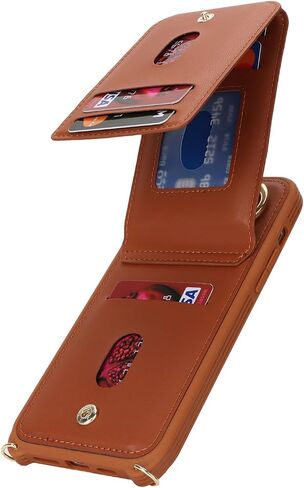iPhone 12/12 pro Case with Card Holder for Women, iPhone 12/12 pro Phone Case Wallet with Strap Credit Card Slots Crossbody with Kickstand Zipper Shockproof Case for iPhone12/12pro - Black in Saudi Arabia