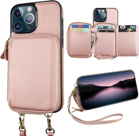 Bocasal RFID Blocking Crossbody Wallet Case for iPhone 13 Pro Max Black in Saudi Arabia