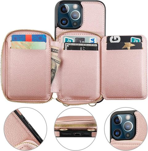 Bocasal RFID Blocking Crossbody Wallet Case for iPhone 13 Pro Max Black in Saudi Arabia