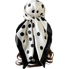 Womens Square Head Scarf Satin Printed Hair Scarf Like Silk Bandanas for Women 35 Inches in Saudi Arabia