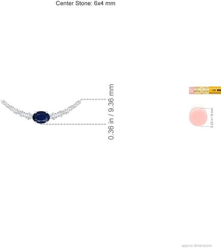 Angara Natural East-West Oval Sapphire Curved Bar Necklace with Diamonds in 14K Solid Gold/Platinum / 18K Solid Gold for Women | September Birthstone, Birthday, Anniversary Jewelry Gift for Women in Saudi Arabia