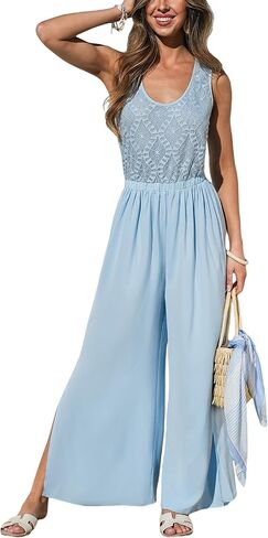 CUPSHE Women's Sleeveless Jumpsuit Summer Wide Leg One Piece Romper Casual Elegant Outfit for Beach Party Travel Outfits in Saudi Arabia