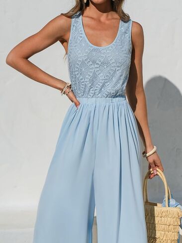 CUPSHE Women's Sleeveless Jumpsuit Summer Wide Leg One Piece Romper Casual Elegant Outfit for Beach Party Travel Outfits in Saudi Arabia