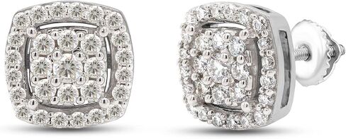 SAVEARTH DIAMONDS 3/5 ct.t.w Round Cut Lab Created Moissanite Diamond Cluster Cushion Frame Stud Earrings In 14K Gold Over Sterling Silver Jewelry For Women (VVS1 Clarity, 0.60 Cttw) in Saudi Arabia