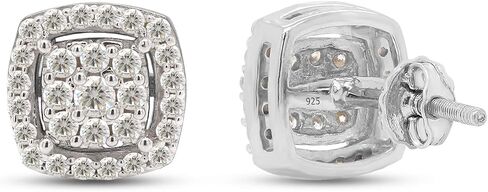 SAVEARTH DIAMONDS 3/5 ct.t.w Round Cut Lab Created Moissanite Diamond Cluster Cushion Frame Stud Earrings In 14K Gold Over Sterling Silver Jewelry For Women (VVS1 Clarity, 0.60 Cttw) in Saudi Arabia