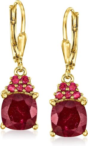 Ross-Simons 5.30 ct. t.w. Ruby Drop Earrings in 18kt Gold Over Sterling in Saudi Arabia