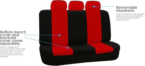 TLH Flat Cloth Red Car Seat Covers 3 Row, 8 Seaters, Universal Fit Automotive Seat Covers Accessories for Cars, Trucks, SUV, Water Resistant Car Seat Cover Interior Accessories Car Seat Protectors in Kuwait