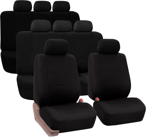 TLH Flat Cloth Red Car Seat Covers 3 Row, 8 Seaters, Universal Fit Automotive Seat Covers Accessories for Cars, Trucks, SUV, Water Resistant Car Seat Cover Interior Accessories Car Seat Protectors in Kuwait