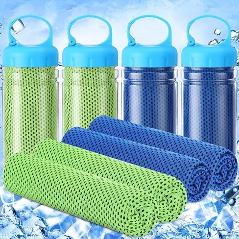 Hosuly 4 Pack Cooling Towel 40" x 12" Cooling Towels for Neck and Face Iced Cooling Neck Wrap Breathable Chilly Portable Cooling Towel for Hot Weather (Bright Green) in Kuwait