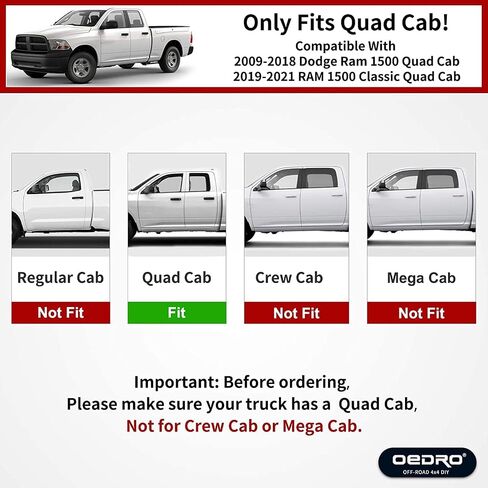 OEDRO 6" Side Step Rails Compatible with 2009-2018 Ram 1500 2019-2024 Ram 1500 Classic Quad Cab, Upgraded Running Boards Textured Black Heavy Duty Truck Nerf Bars in Saudi Arabia