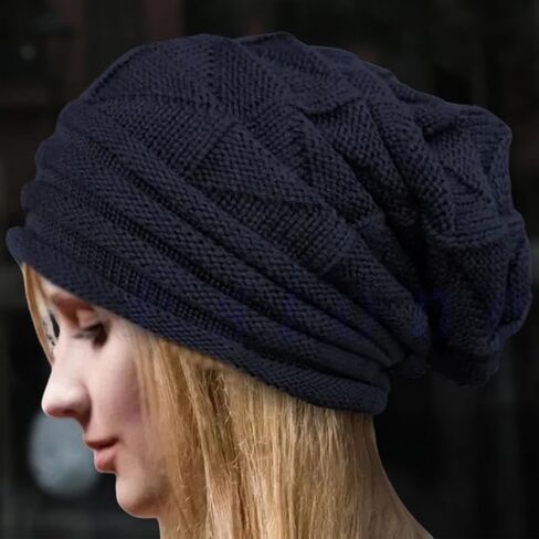 Fashion Winter Warm Hats Women Baggy Slouchy Knitted Beanie Hat Fordable Outdoor Lazy Girls Ear Warmer Bonnet in Saudi Arabia