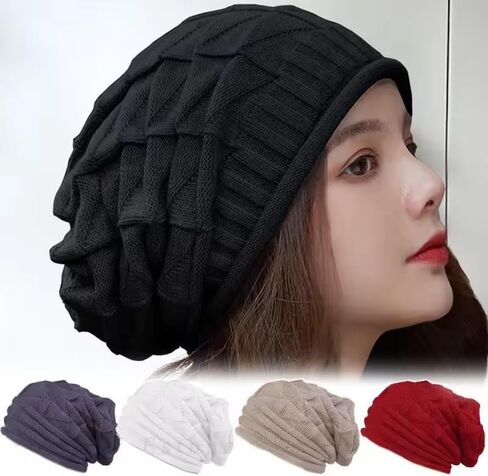 Fashion Winter Warm Hats Women Baggy Slouchy Knitted Beanie Hat Fordable Outdoor Lazy Girls Ear Warmer Bonnet in Saudi Arabia