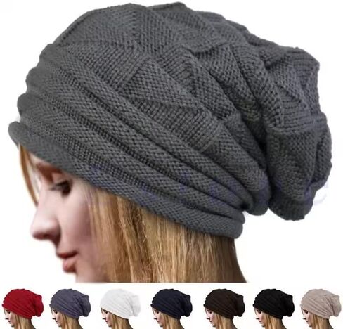Fashion Winter Warm Hats Women Baggy Slouchy Knitted Beanie Hat Fordable Outdoor Lazy Girls Ear Warmer Bonnet in Saudi Arabia