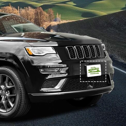 Voodola لسيارة Jeep Grand Cherokee 2017-2023 مجموعة تعليق الترخيص الأمامية للوحة الأمامية المتوافقة مع Grand Cherokee 2017-2023 (النوع الأمامي 1 أسود مزخرف) in Saudi Arabia