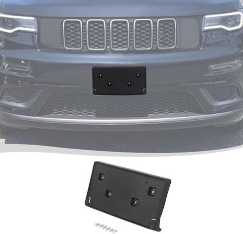 Voodola لسيارة Jeep Grand Cherokee 2017-2023 مجموعة تعليق الترخيص الأمامية للوحة الأمامية المتوافقة مع Grand Cherokee 2017-2023 (النوع الأمامي 1 أسود مزخرف) in Saudi Arabia