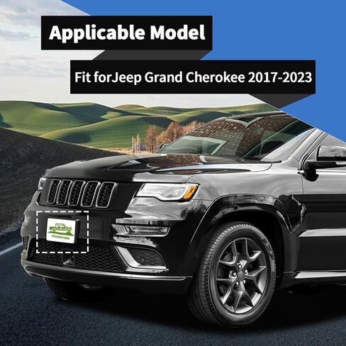 Voodola لسيارة Jeep Grand Cherokee 2017-2023 مجموعة تعليق الترخيص الأمامية للوحة الأمامية المتوافقة مع Grand Cherokee 2017-2023 (النوع الأمامي 1 أسود مزخرف) in Saudi Arabia