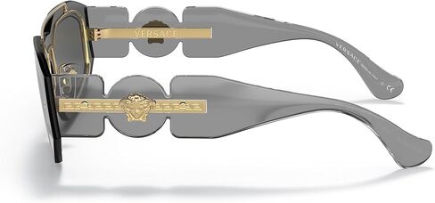 Versace Unisex Sunglasses Transparent Dark Grey Frame, Dark Grey Lenses, 51MM in Saudi Arabia