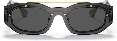 Versace Unisex Sunglasses Transparent Dark Grey Frame, Dark Grey Lenses, 51MM in Saudi Arabia