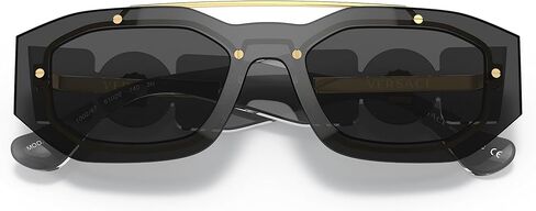 Versace Unisex Sunglasses Transparent Dark Grey Frame, Dark Grey Lenses, 51MM in Saudi Arabia