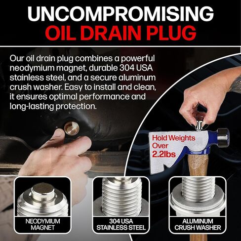 Magnetic Oil Drain Plug fits Jeep Wrangler (2021-2024) - 6.4 Liter - 8 Cylinder - Made in USA - Part Number 06513414AA / 6507741AA in Saudi Arabia